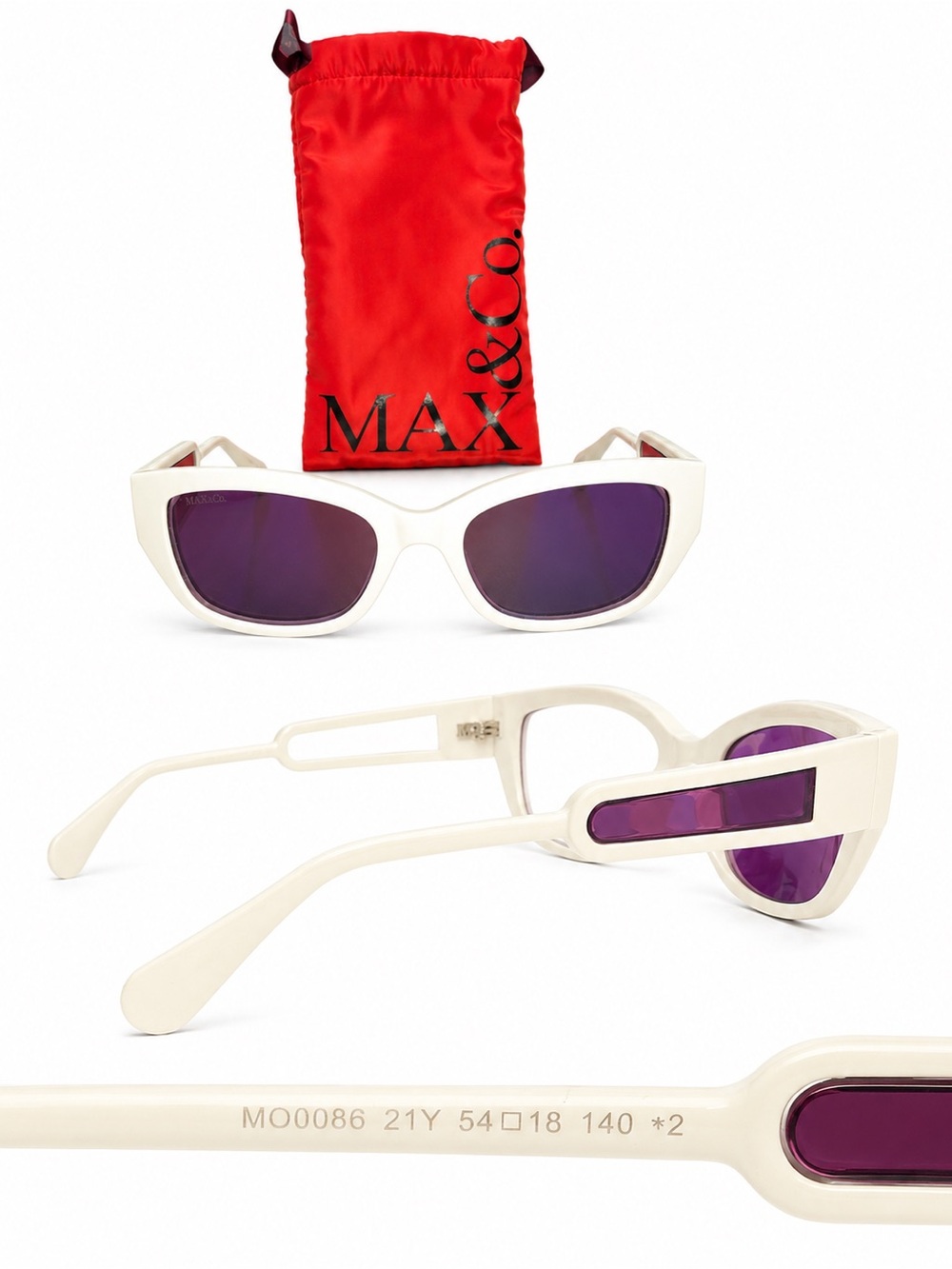 Max & Co. Cream Cat-Eye Sunglasses with Purple Lenses